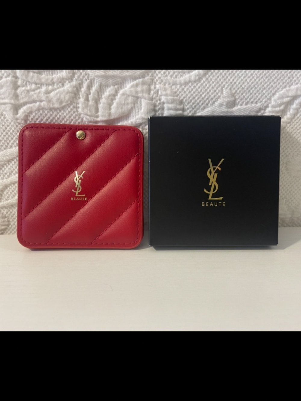 Yves Saint Laurent Red Quilted Mirror